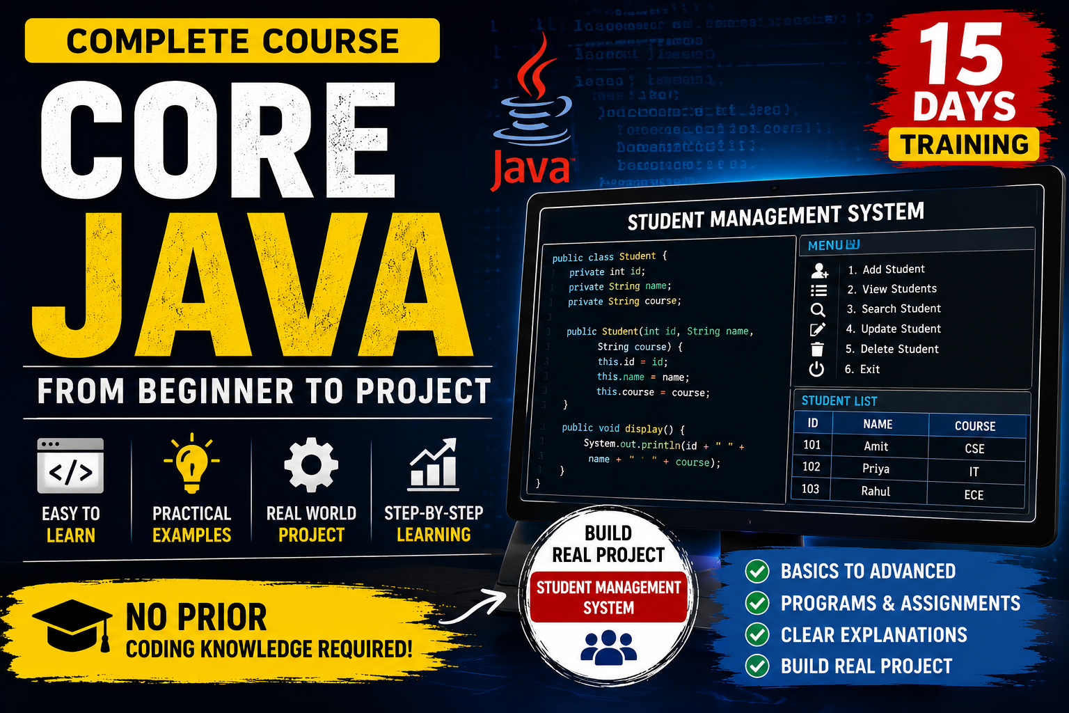 Core Java Programming: From Beginner to Project Development